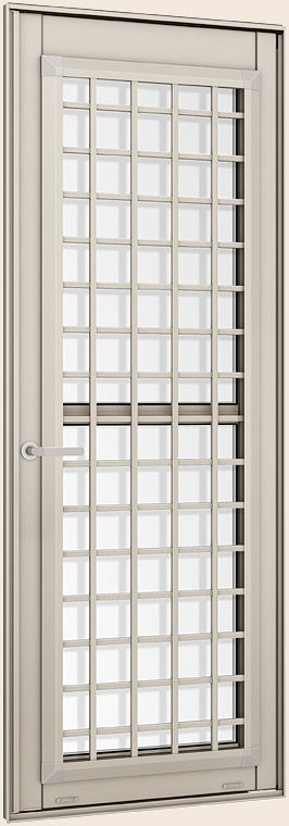 採風勝手口ﾄﾞｱ_井桁格子格子_外観_ｼｬｲﾝｸﾞﾚｰ_※2014年5月発売予定