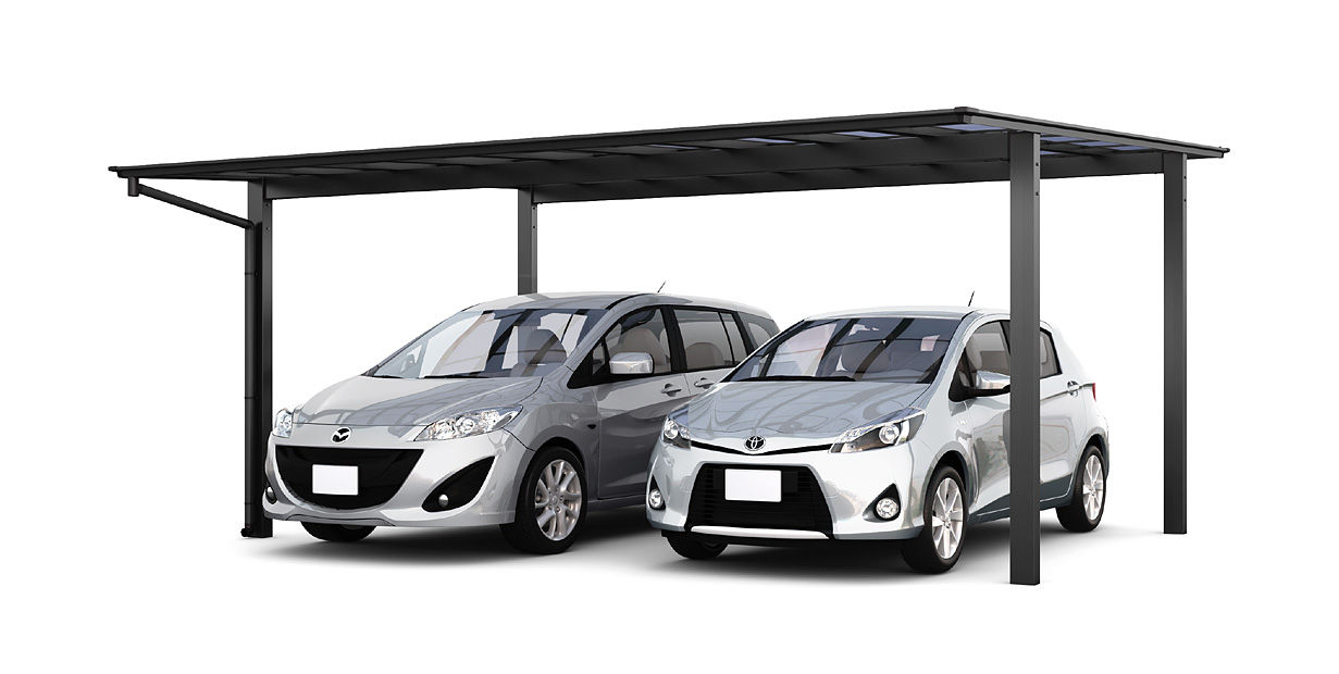 ﾈｽｶF_2台用__54-50型_ﾌﾞﾗｯｸ（屋根材_ｸﾘｱﾌﾞﾙｰ）