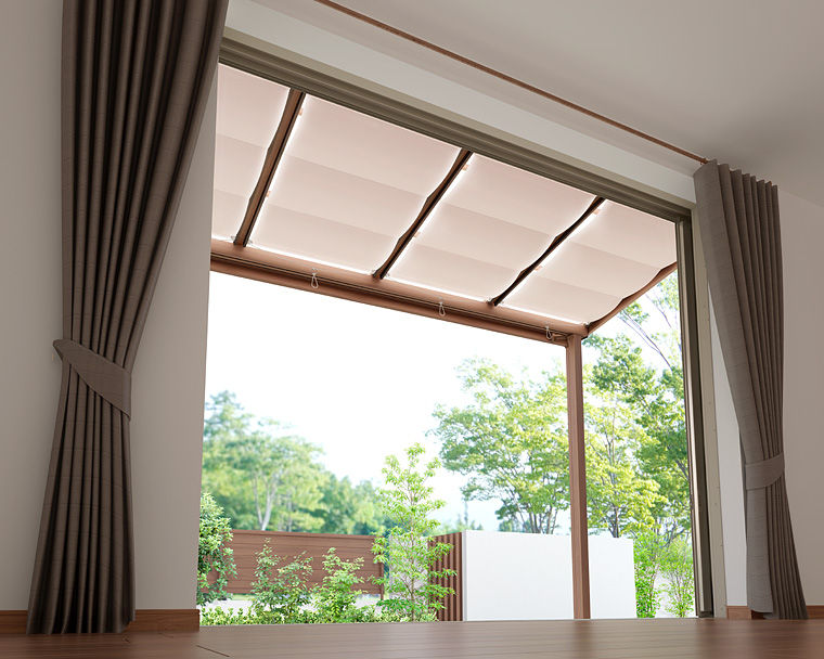 日除け施工例（内観）_ｸﾞﾚｲｼﾞｭ