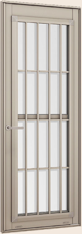 採風勝手口ﾄﾞｱFS(ﾌﾗｯﾄｽﾗｲﾄﾞ)_外観_ｼｬｲﾝｸﾞﾚｰ_縦格子