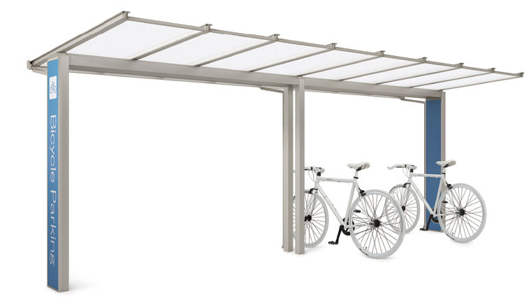 AR-A型_基本_単体60型_標準柱+ｻｲﾝ柱(ｼｬｲﾝｸﾞﾚｰ･屋根材=ﾎﾟﾘｶｰﾎﾞﾈｰﾄ板)