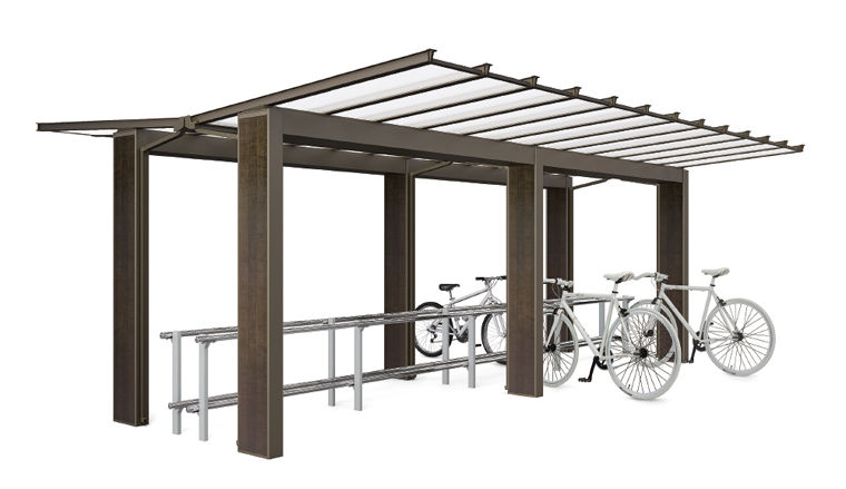 AR-A型_Y合掌_単体60型_木目調柱(ｵｰﾀﾑﾌﾞﾗｳﾝ･木目調_柿渋･屋根材=ﾎﾟﾘｶｰﾎﾞﾈｰﾄ)