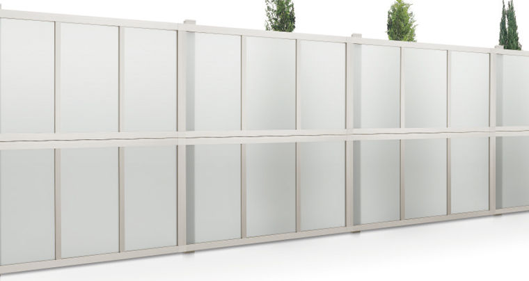 ｵﾌﾞﾘｰｸﾌｪﾝｽ_2段施工_上段：RE型〈ﾎﾟﾘｶﾊﾟﾈﾙﾀｲﾌﾟ〉+下段：RE型〈ﾎﾟﾘｶﾊﾟﾈﾙﾀｲﾌﾟ〉