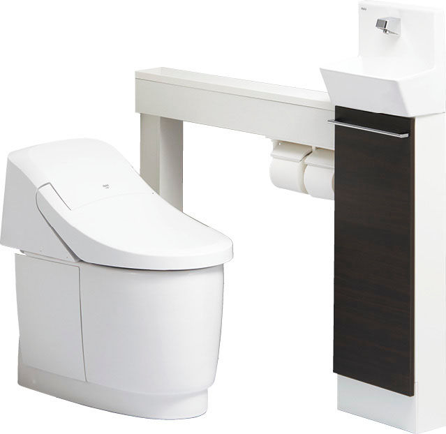 プレアスLSタイプリトイレ_手洗カウンター付_キャビネットタイプ(床排水)_便器仕様_H(排水芯250～500mm)_1200サイズ_CLY5Aグレード
