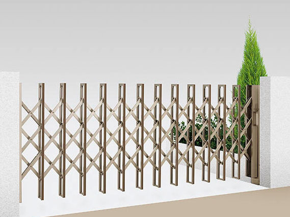 伸縮門扉QA_HG型(ﾊﾝｶﾞｰﾀｲﾌﾟ)片開き_H1250_310S_ｼｬｲﾝｸﾞﾚｰ+ｸﾘｴﾓｶM