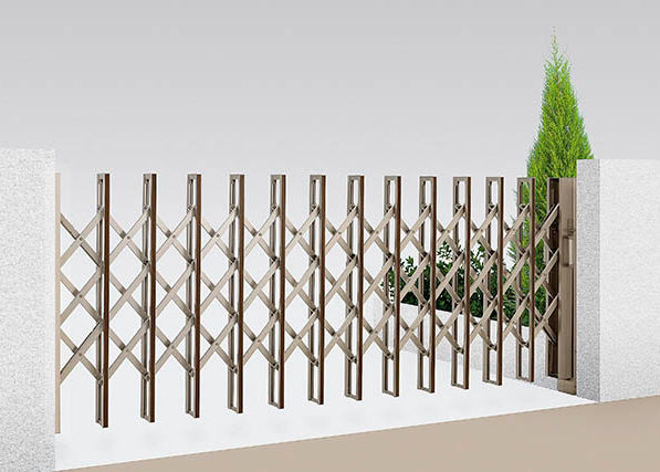 伸縮門扉QA_HG型(ﾊﾝｶﾞｰﾀｲﾌﾟ)片開き_H1250_310S_ｼｬｲﾝｸﾞﾚｰ+ｸﾘｴﾀﾞｰｸM