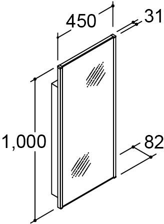 LED照明_フロント照明付_1面鏡_間口450mm