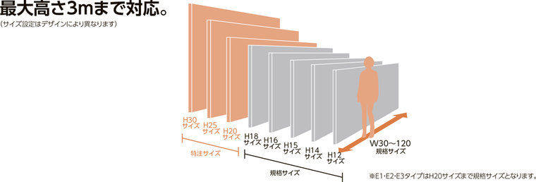 最大高さ3mまで対応