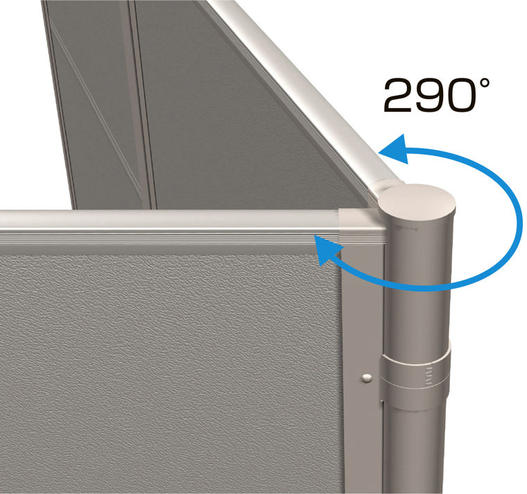 防音めかくしﾌｪﾝｽMB-1N型吸音ﾀｲﾌﾟ_ﾌﾘｰｺｰﾅｰ支柱_290°