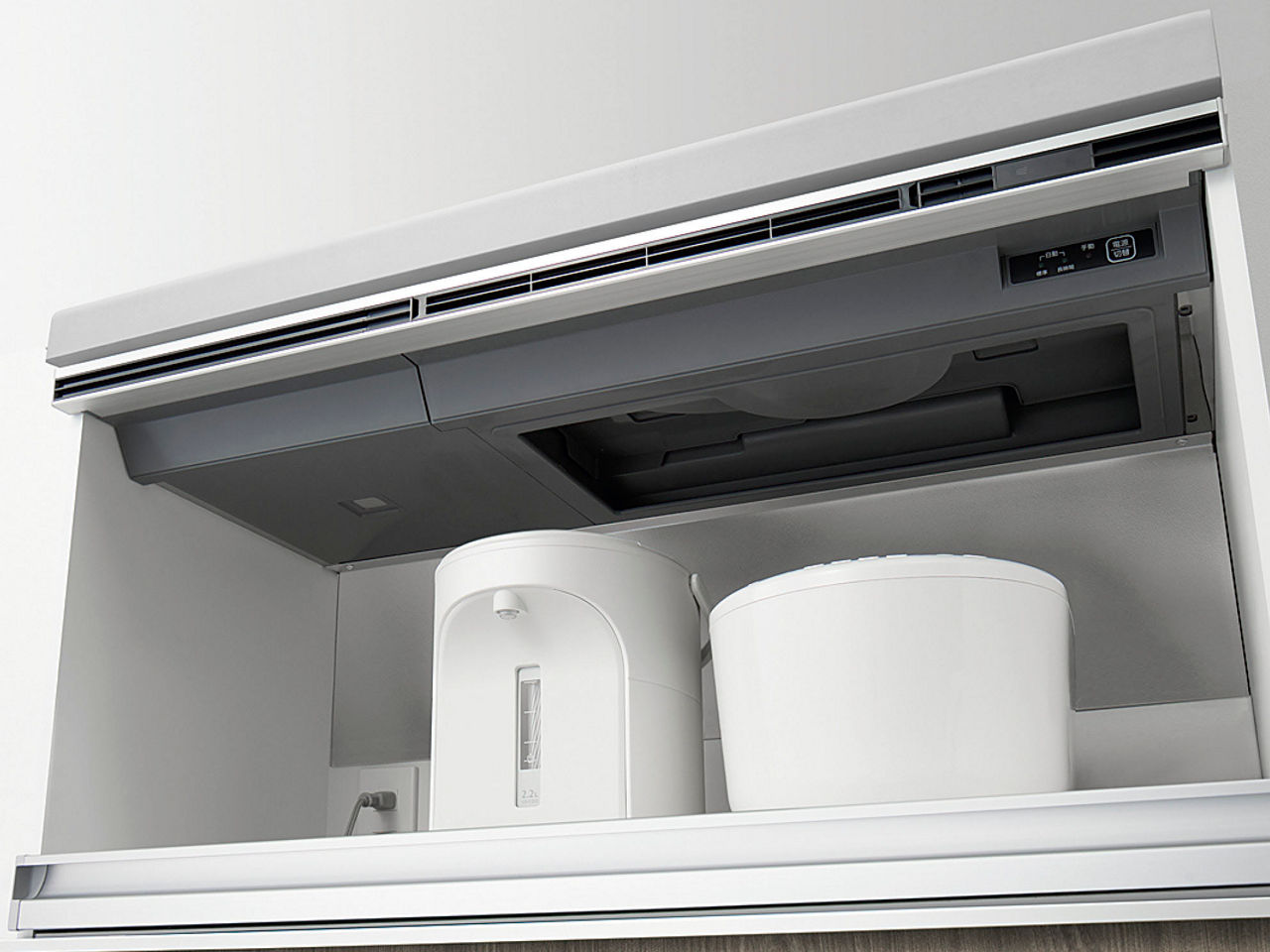 家電収納(蒸気排出ユニット付)ダストワゴンプラン(奥行45cm系)_家電収納(蒸気排出ユニット用)_家電製品の電流を検知して自動で蒸気を排出