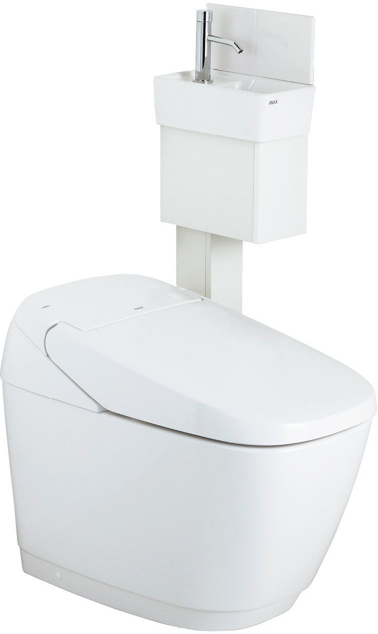 サティスGタイプリトイレ_手洗器付_コーナー型_床排水_便器仕様_H(排水芯225～410mm)_配管カバーなし_GY6グレード