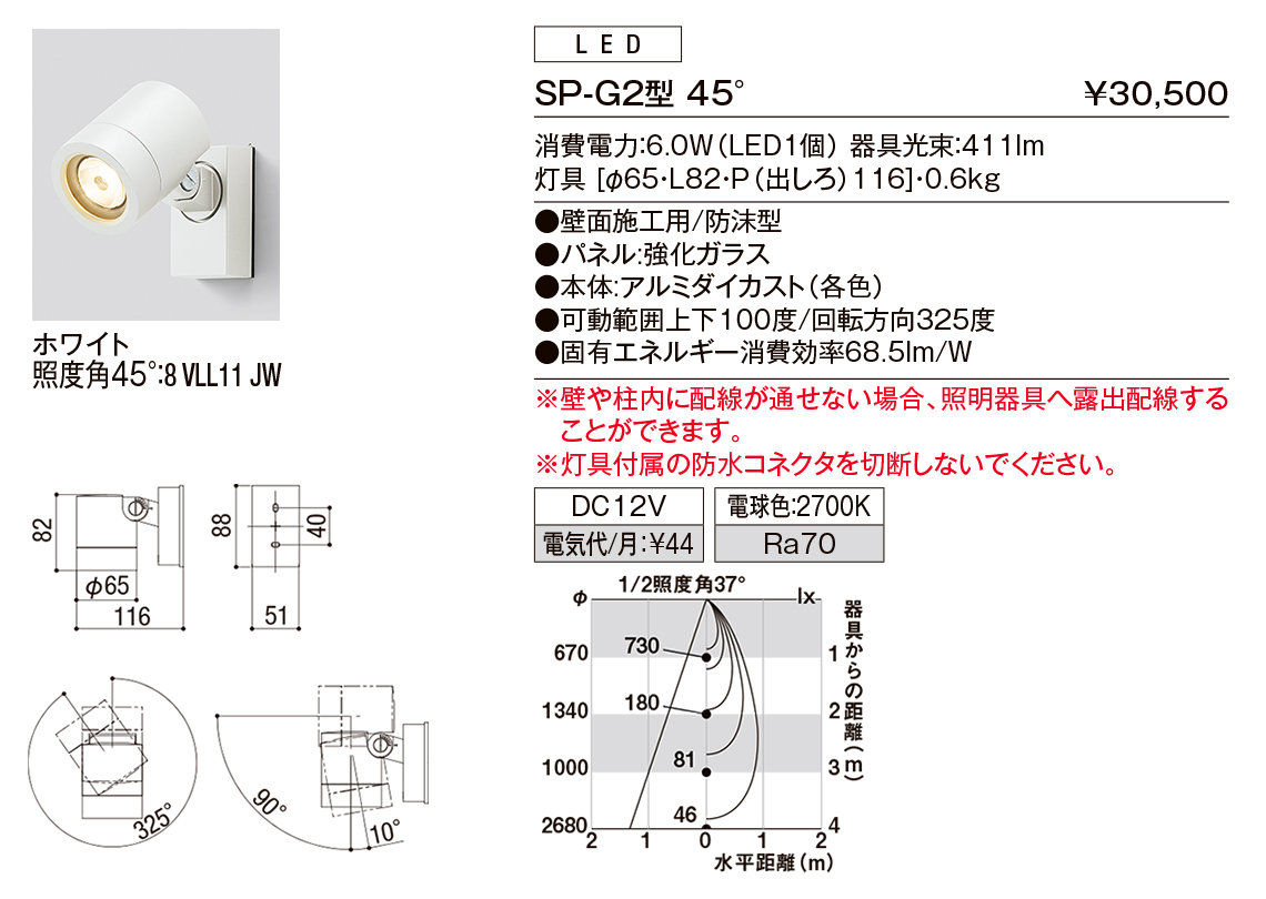 【小組】SP-G2型45°（ｽﾎﾟｯﾄﾗｲﾄ）_ﾎﾜｲﾄ