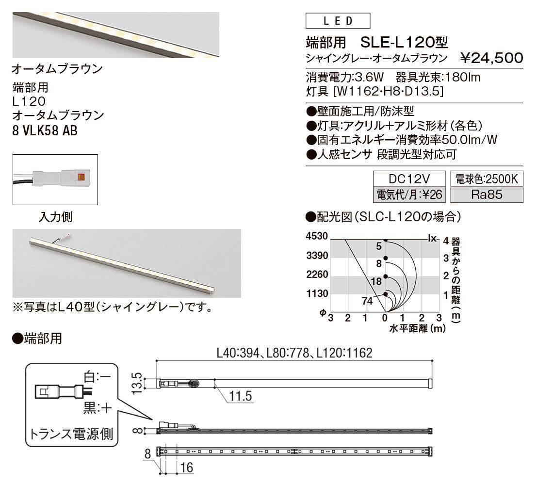 【小組】ｼﾝﾌﾟﾙﾗｲﾝﾗｲﾄ_端部用SLE-L120_ｵｰﾀﾑﾌﾞﾗｳﾝ