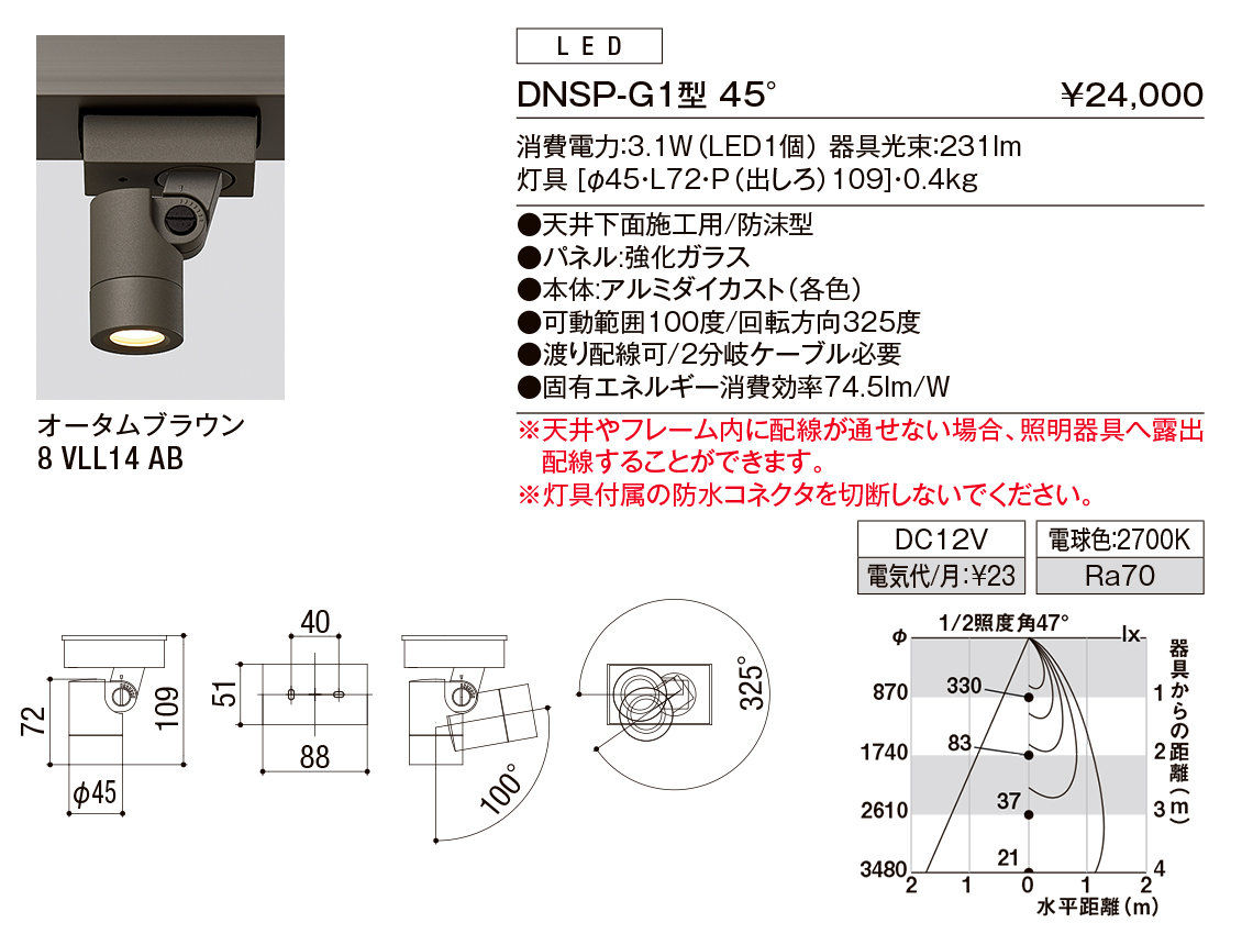 【小組】DNSP-G1型45°（ｽﾎﾟｯﾄﾗｲﾄ）_ｵｰﾀﾑﾌﾞﾗｳﾝ