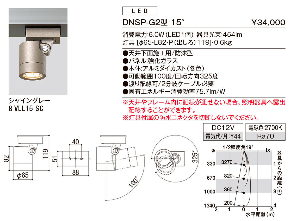 【小組】DNSP-G2型15°（ｽﾎﾟｯﾄﾗｲﾄ）_ｼｬｲﾝｸﾞﾚｰ