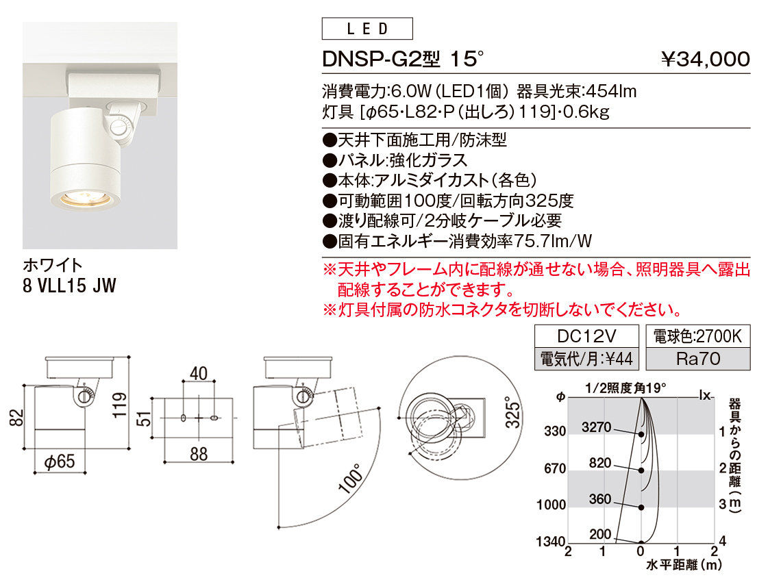 【小組】DNSP-G2型15°（ｽﾎﾟｯﾄﾗｲﾄ）_ﾎﾜｲﾄ
