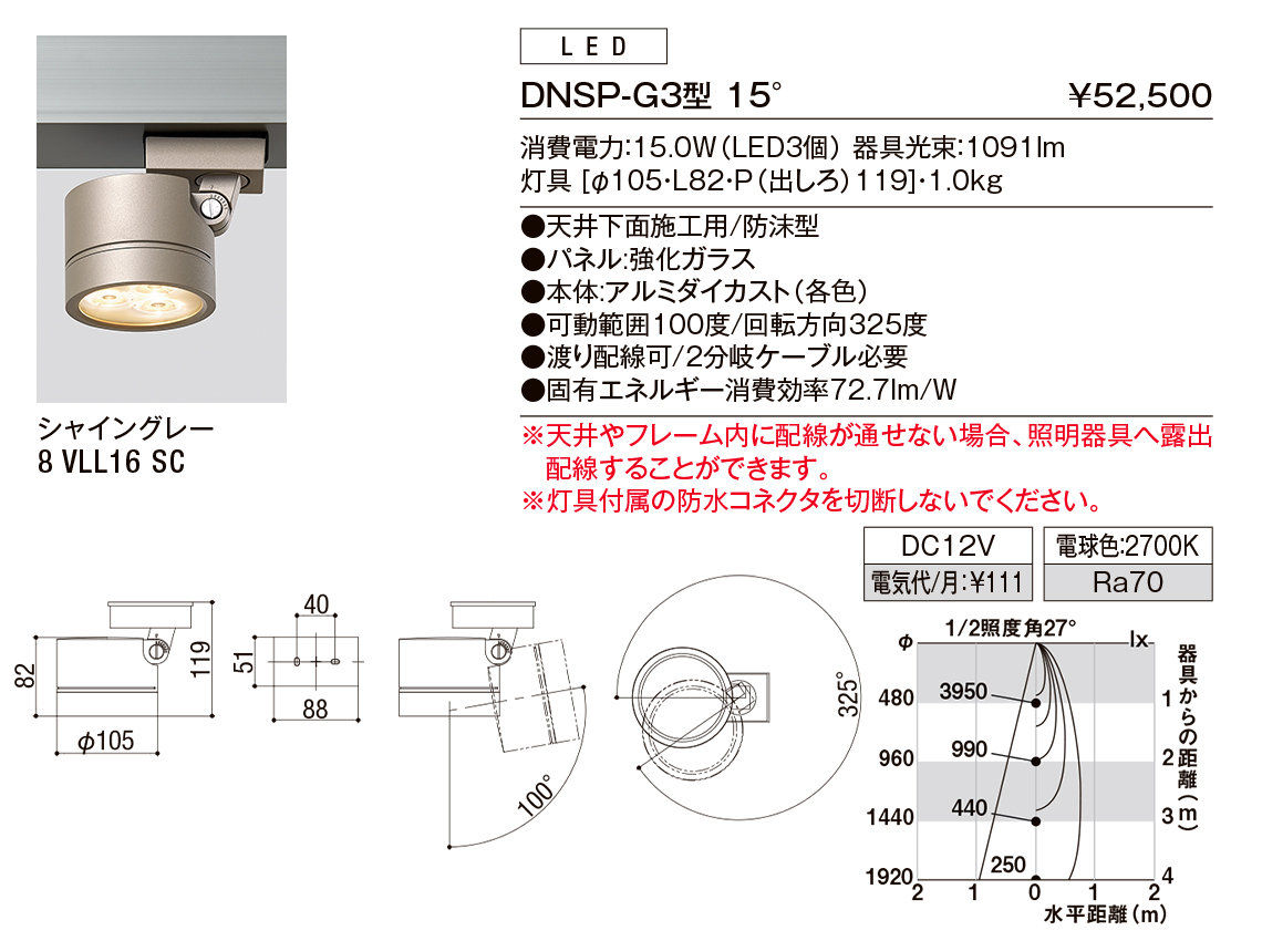 【小組】DNSP-G3型15°（ｽﾎﾟｯﾄﾗｲﾄ）_ｼｬｲﾝｸﾞﾚｰ