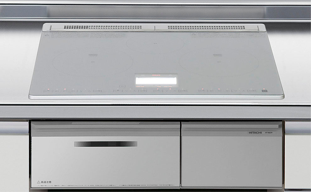 3口フルIH・スタンダードタイプ(無水両面焼グリル)_レンジフード連動