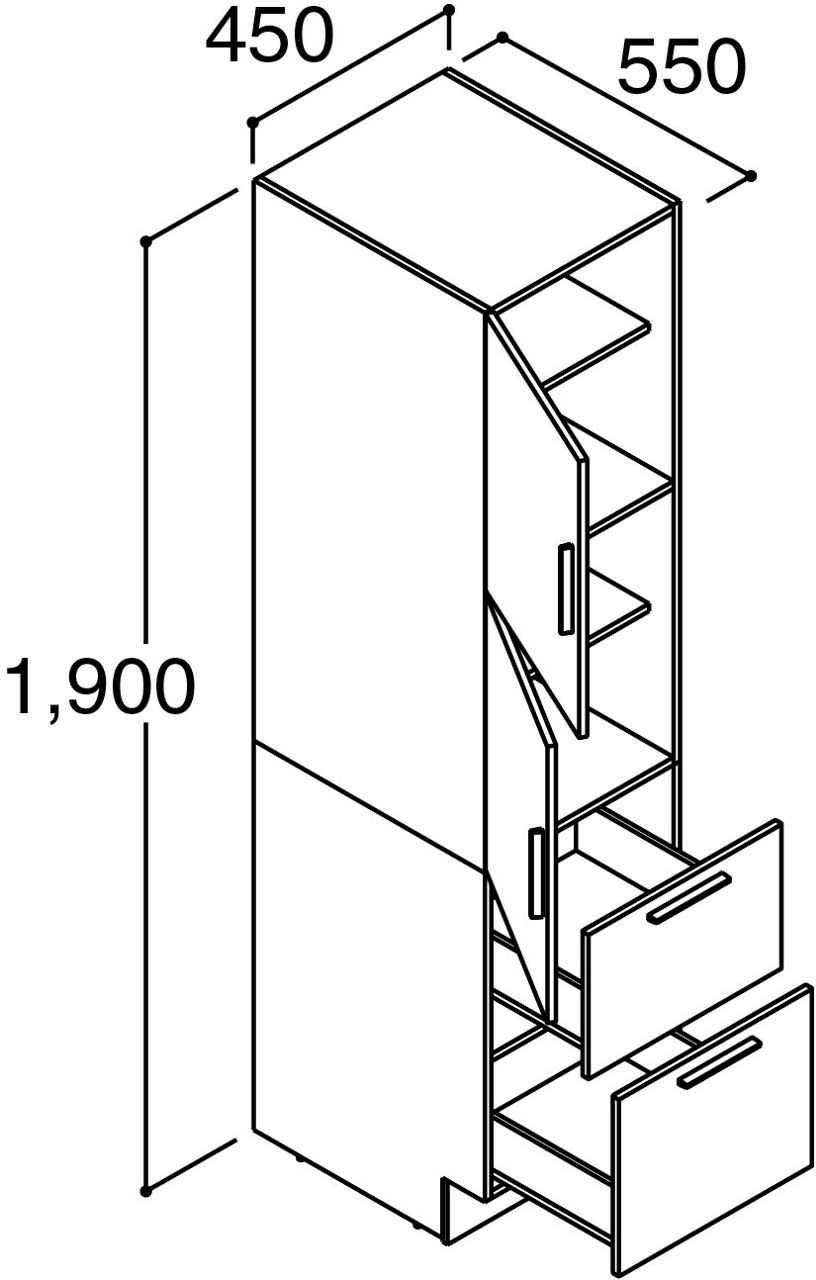「クレヴィ」奥行560タイプ_間口450mm_トールキャビネット_標準タイプ
