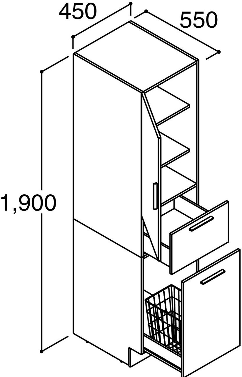「クレヴィ」奥行560タイプ_間口450mm_トールキャビネット_ランドリータイプ