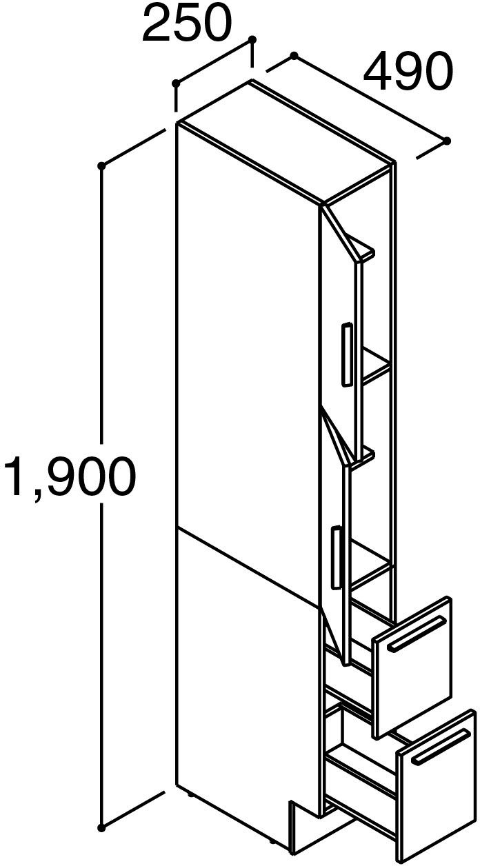 「クレヴィ」奥行500タイプ_間口250mm_トールキャビネット_標準タイプ
