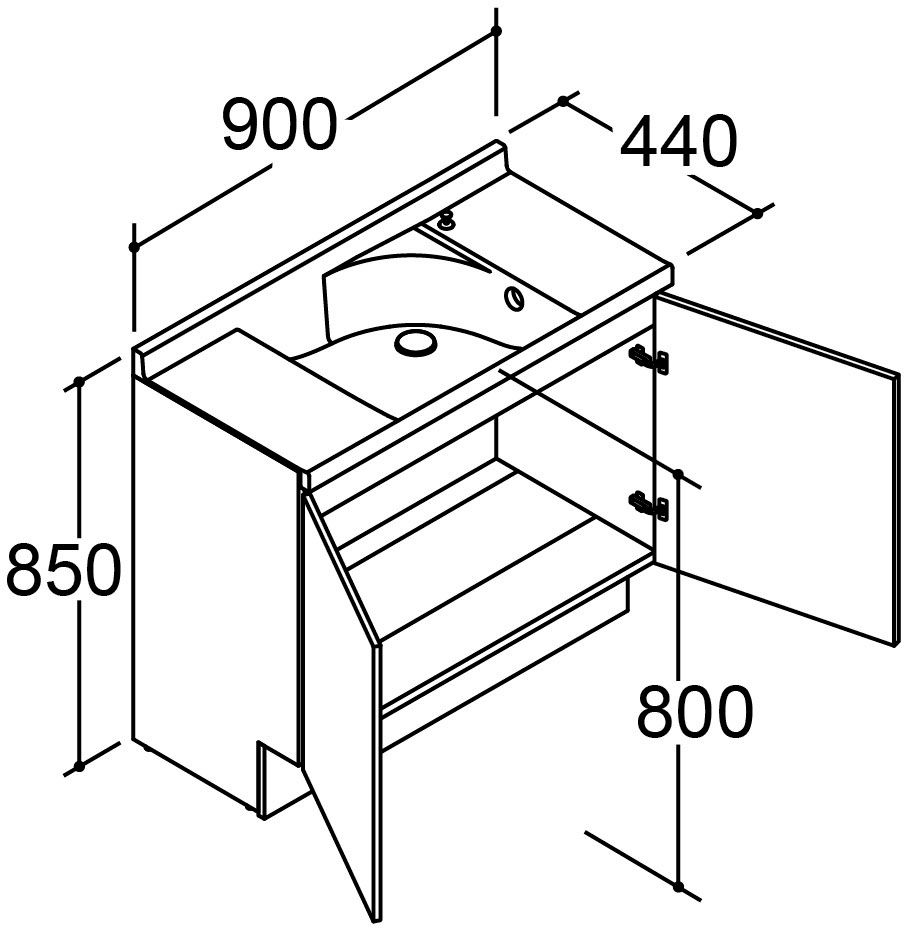 間口900mm_化粧台本体