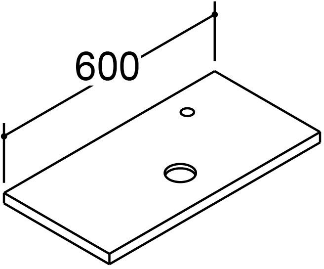 木製カウンター_カウンター間口600mm_ボウル中央