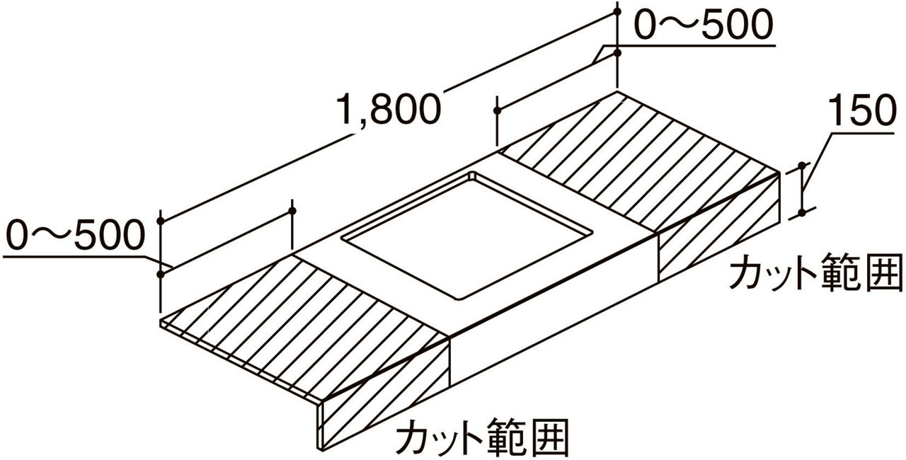 カウンター_ボウル中央_両側壁_600mmボウル用