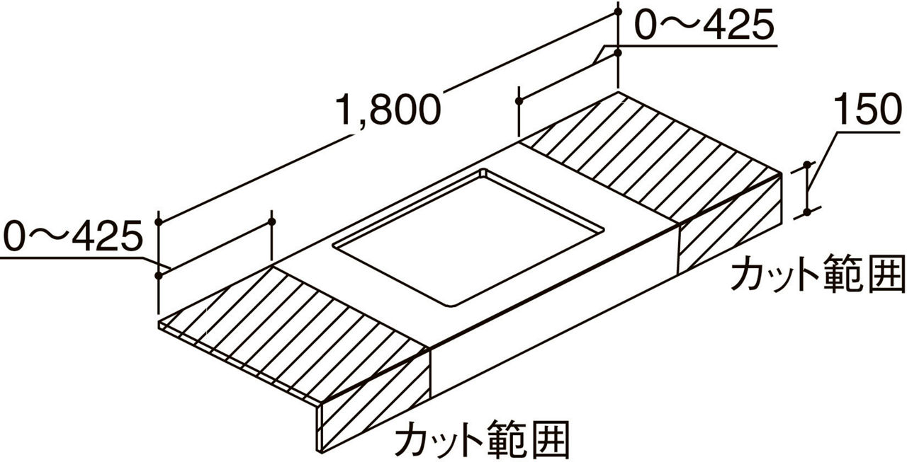 カウンター_ボウル中央_両側壁_750mmボウル用