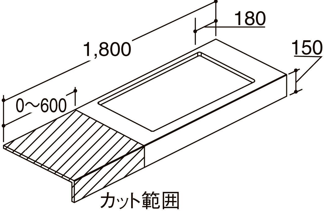 カウンター_ボウル片寄せ_片側オープン・両側壁_900mmボウル用