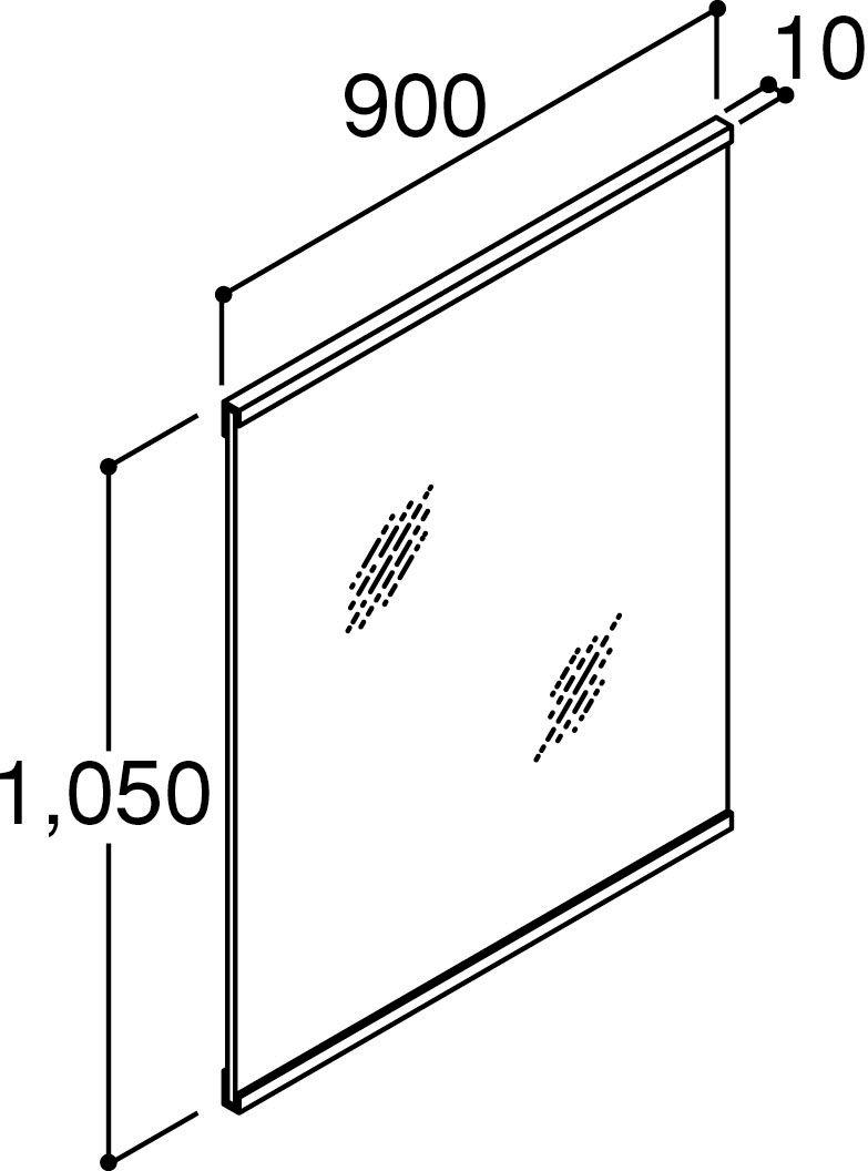 間口900mm_ミラーキャビネット1面鏡(照明なし・くもり止めコートなし)