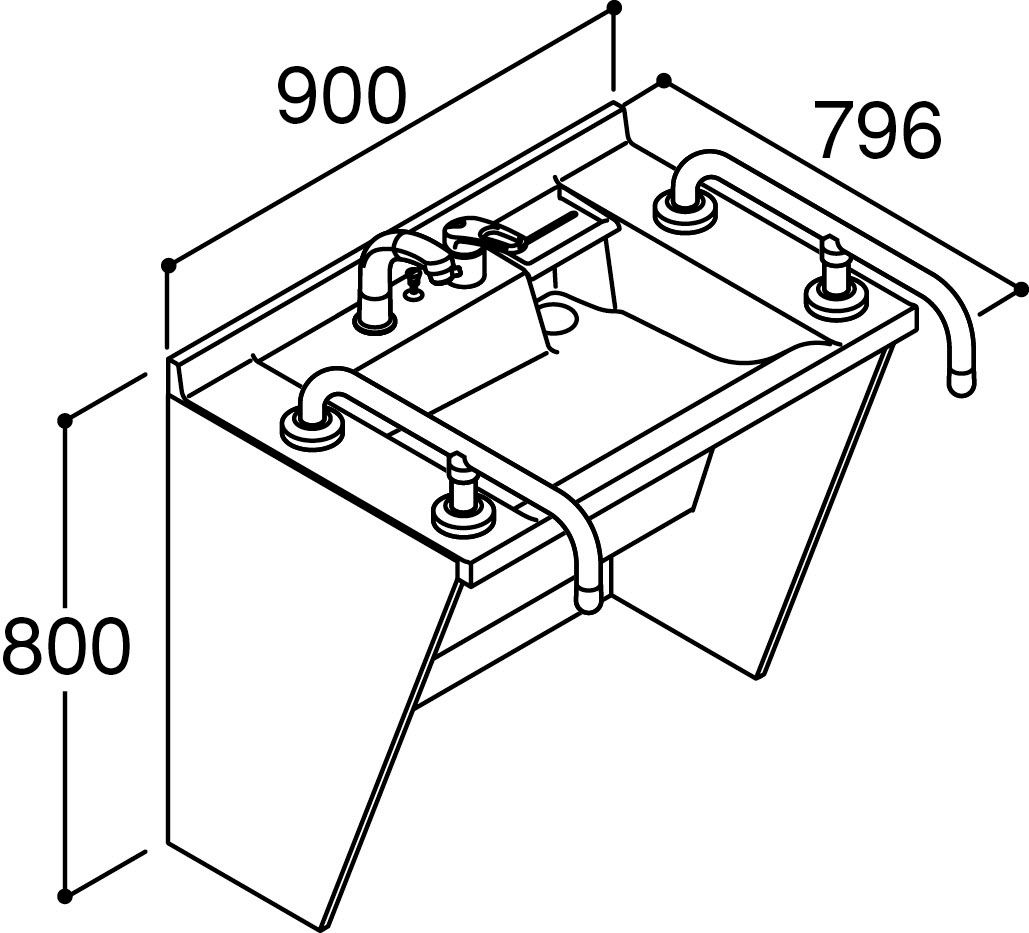 間口900mm_化粧台本体_手すりあり_スタンダード