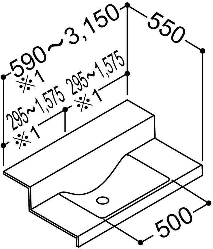 カウンター奥行550タイプ_単体洗面器