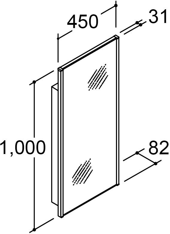 フロント照明付_1面鏡_LED照明_間口450mm