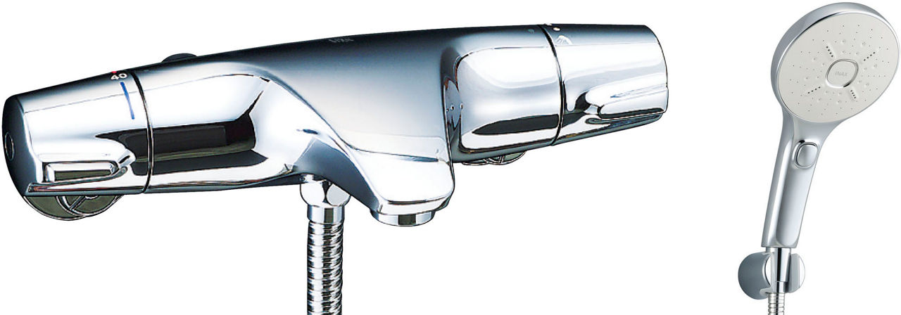シャワーバス水栓_洗い場専用_サーモスタット_ジュエラ_エコアクアスイッチシャワーSPA(めっき仕様)