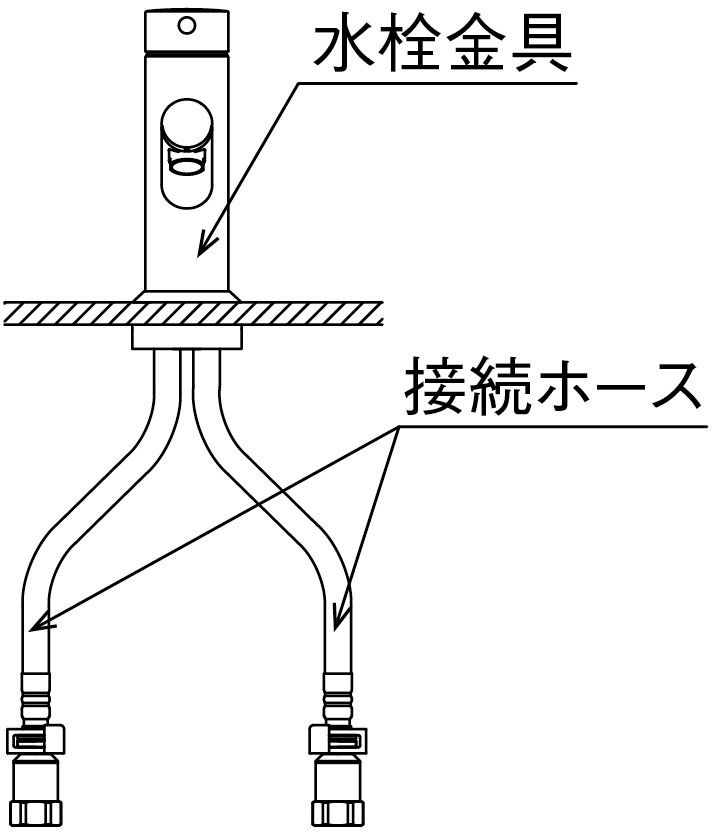 接続フレキ管セット_水栓金具に接続ホースが付いている場合