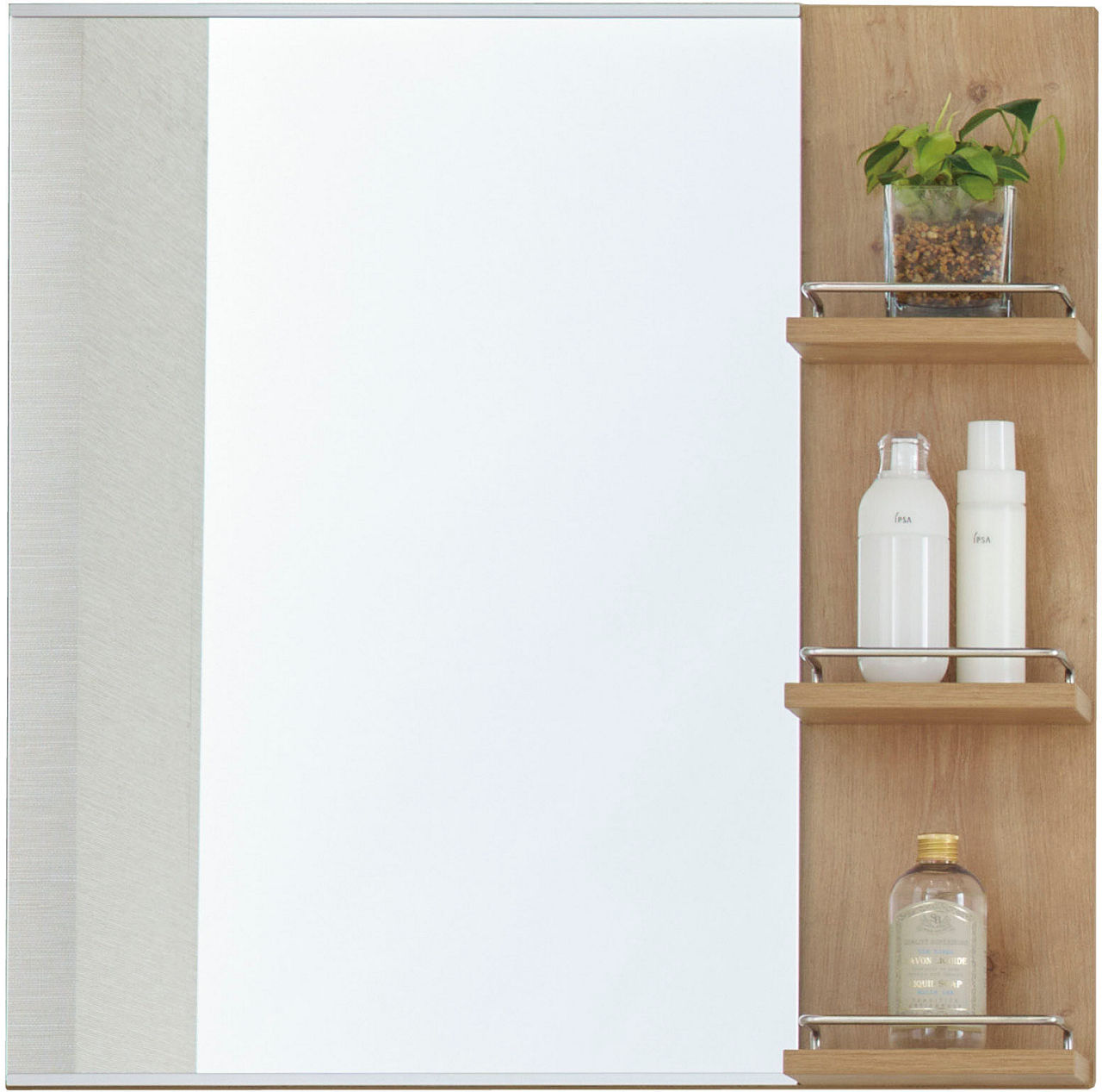 ランドリープラス_ミラー(オープン棚付)