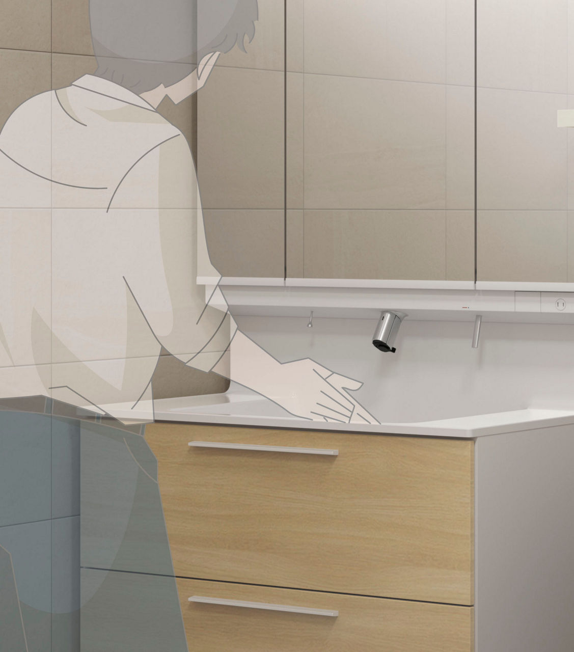 オシャレだけど使い勝手もよい上から吐水