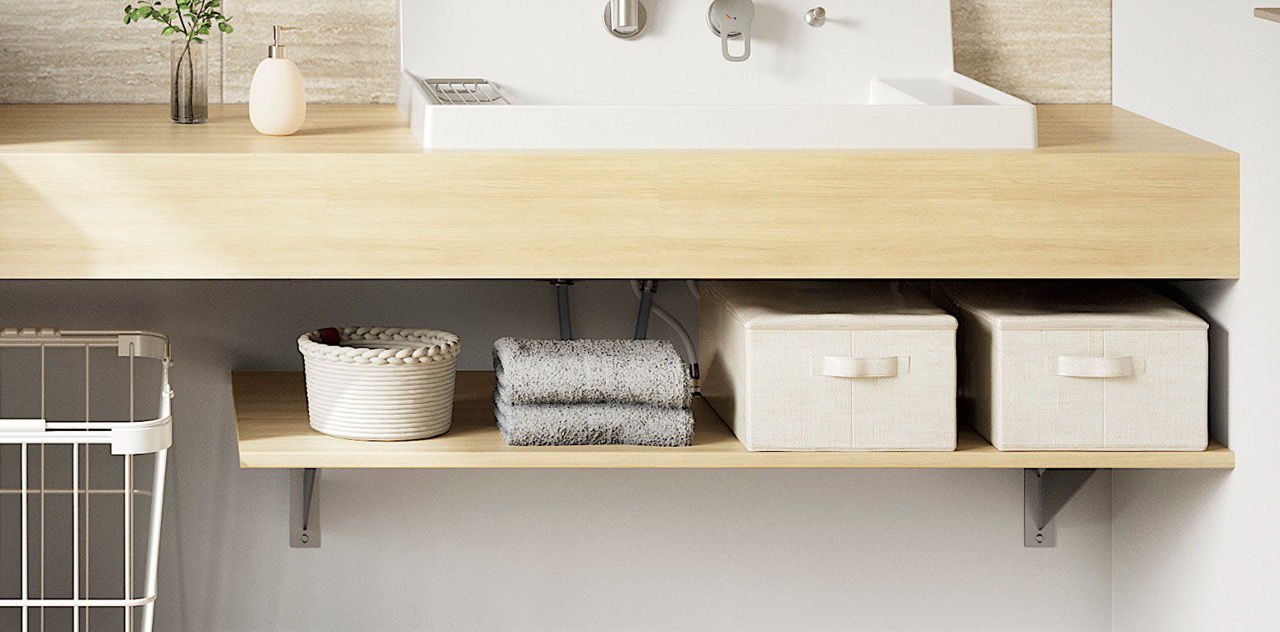 カウンターと同じカラーの下棚もご用意