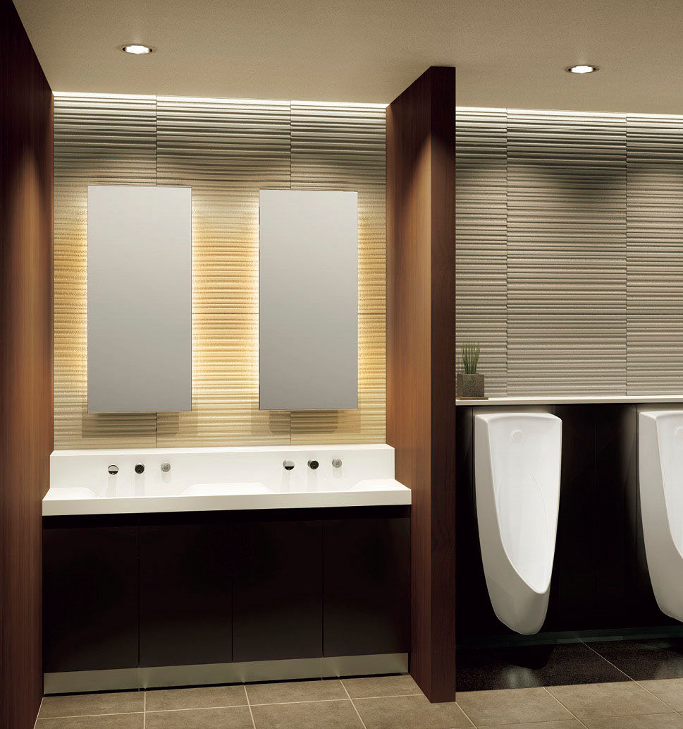 バック照明付鏡(LED照明)(昼白色・電球色)_照明効果により印象的なトイレ空間に