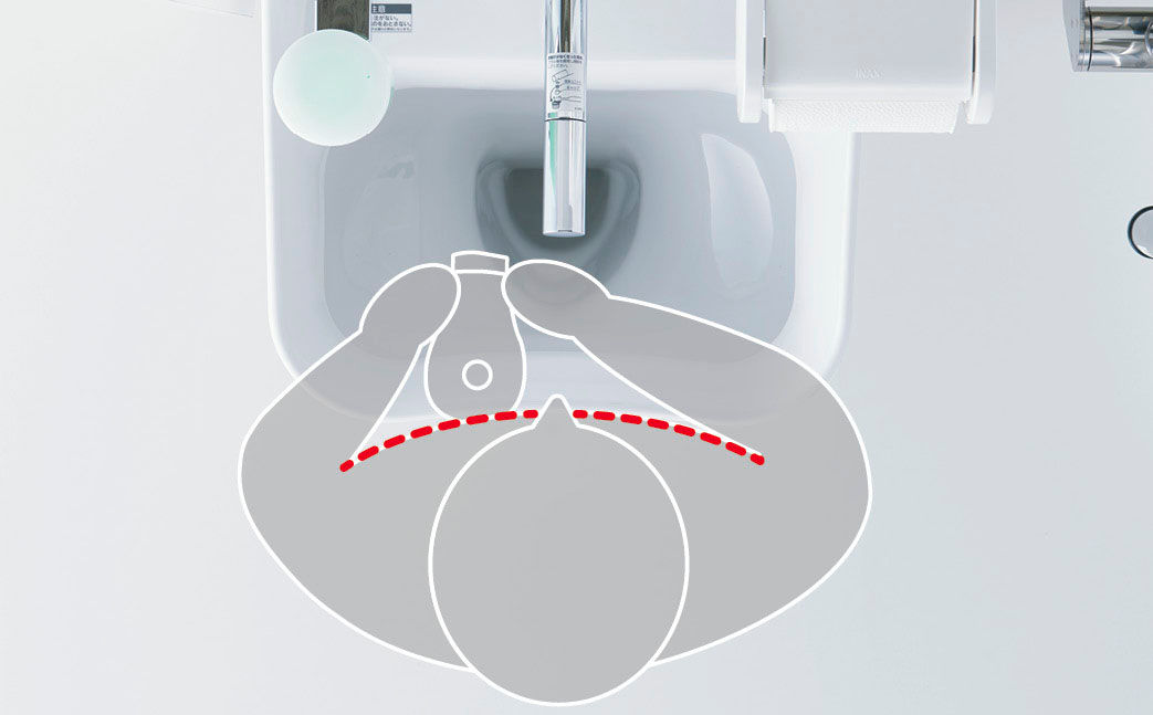 多機能トイレパック_体を密着しやすく、お手入れしやすい