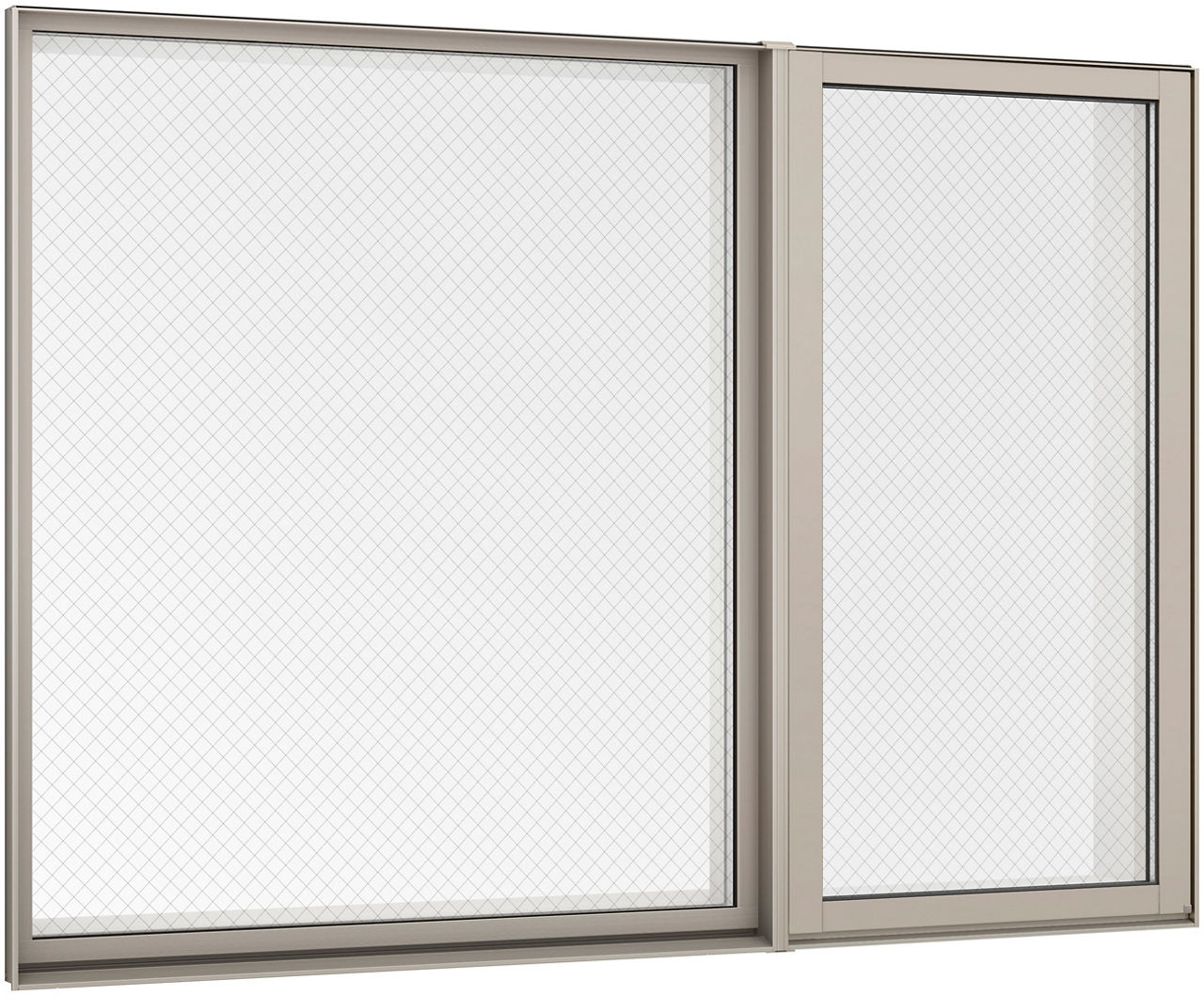 縦すべり出し窓(ｶﾑﾗｯﾁ)TF(FIX窓外押縁ﾀｲﾌﾟ)_外観_ｼｬｲﾝｸﾞﾚｰ_16511_16211