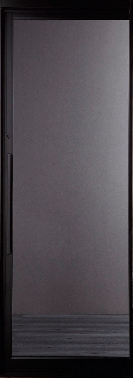 テンパー片引き戸「12mm段差スロープ付」(強化ガラス)(800W×2200H)(ブラックスモーク)_浴室側
