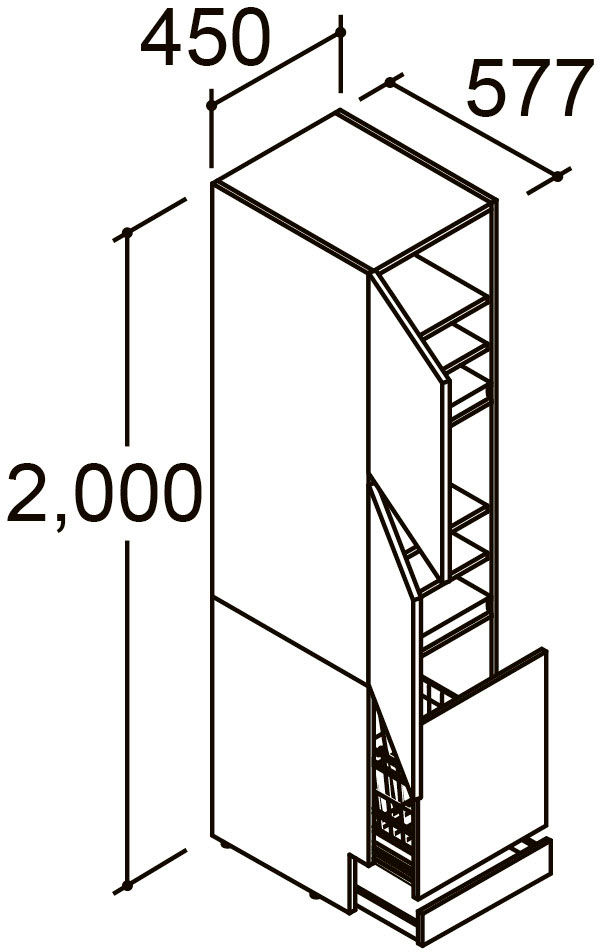 間口450mm_トールキャビネット_ボウル一体タイプ用_ランドリータイプ