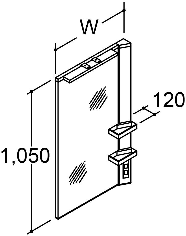 全高1_900mm用_コンポ・システムタイプ共通_ミラーキャビネット1面鏡(大型鏡)_LED照明