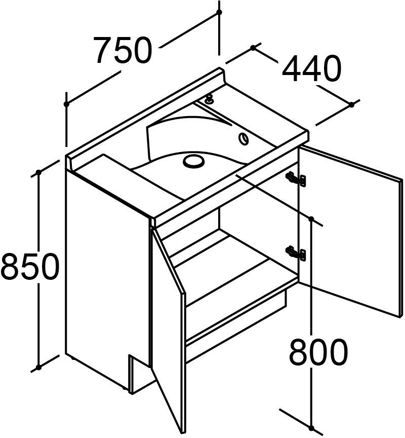 間口750mm_化粧台本体