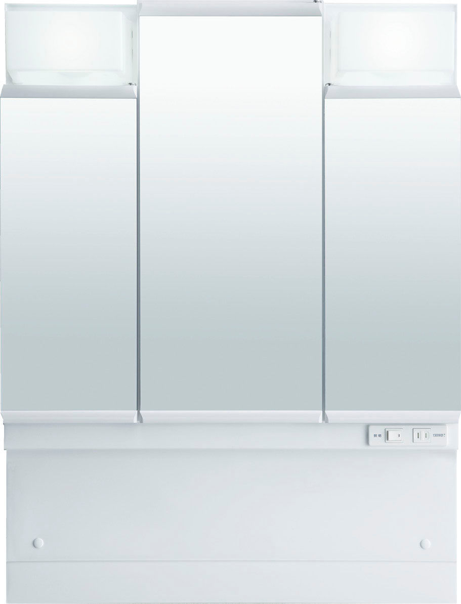 ミラーキャビネット_3面鏡(全収納タイプ)_LED照明