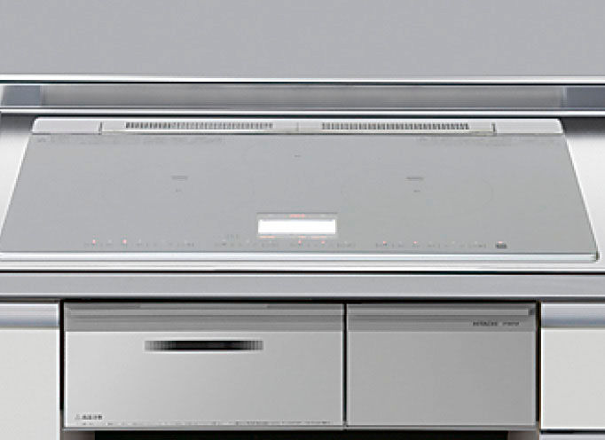 加熱機器_R15_3口フルIH・スタンダードタイプ_無水両面焼_トップ75cm_レンジフード連動付