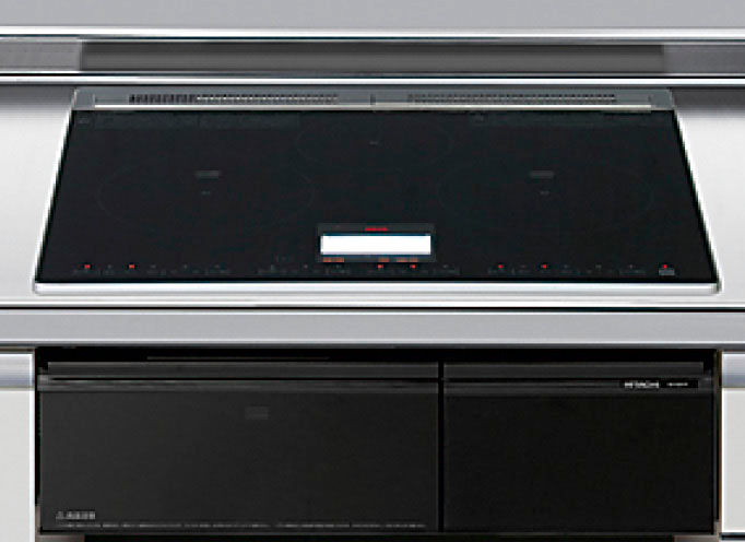 加熱機器_R18_3口フルIH・スタンダードタイプ_無水両面焼_トップ60cm_レンジフード連動付