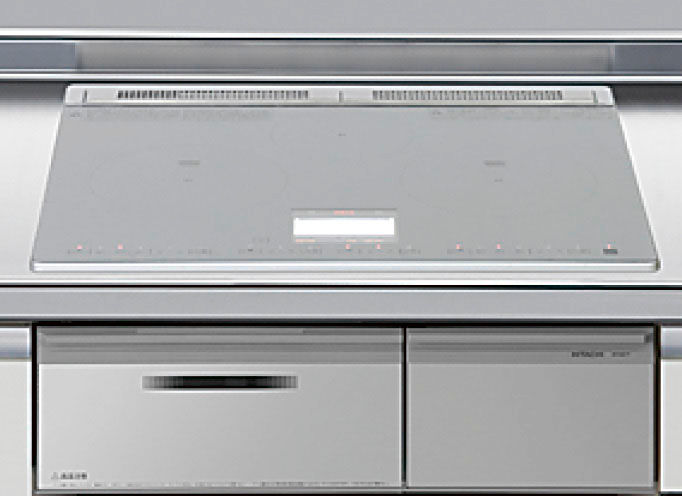 加熱機器_R16_3口フルIH・スタンダードタイプ_無水両面焼_トップ60cm_レンジフード連動付